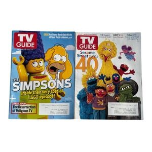 TV Guide Magazine Lot 2 The Simpsons LEGO Sesame Street 40th Anniversary Good